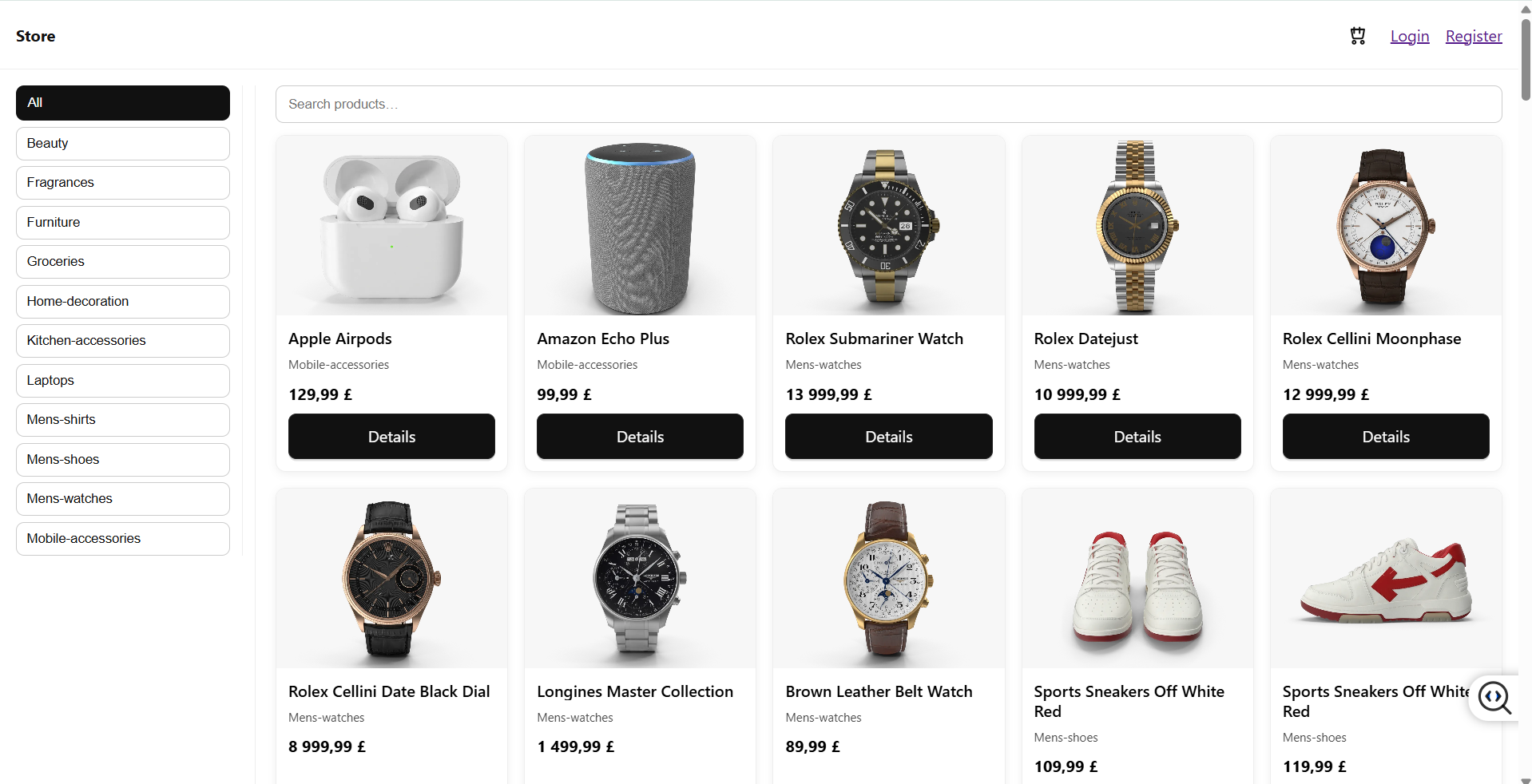 E-commerce REST API preview.